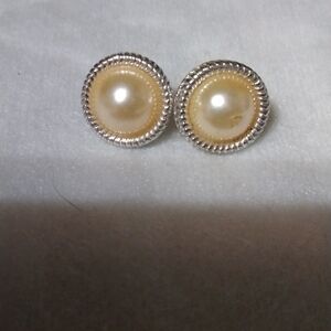 Vintage Napier faux pearl pierced earrings (sku 230)